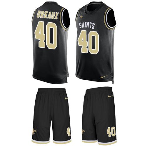 Nike Saints #40 Delvin Breaux Black Team Color Men's Stitched NFL Limited Tank Top Suit Jersey